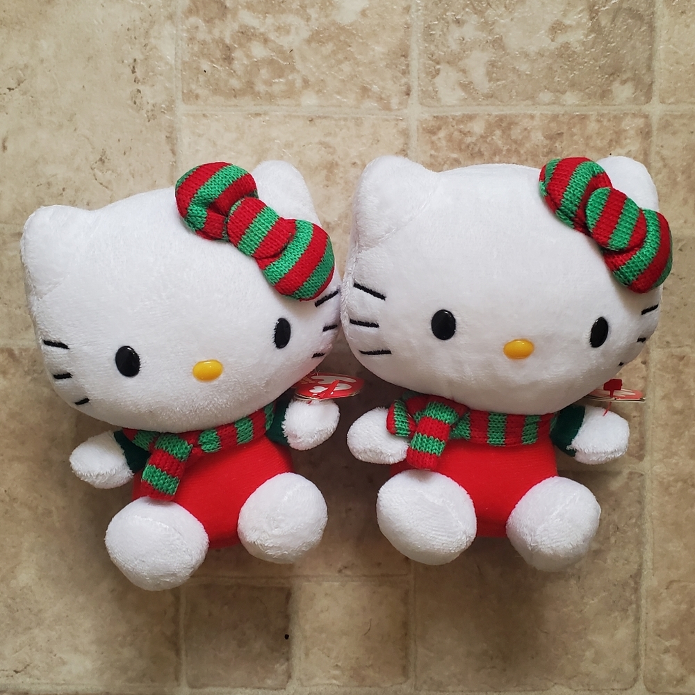 (2) HELLO KITTY CHRISTMAS TY BEANIE BABIES